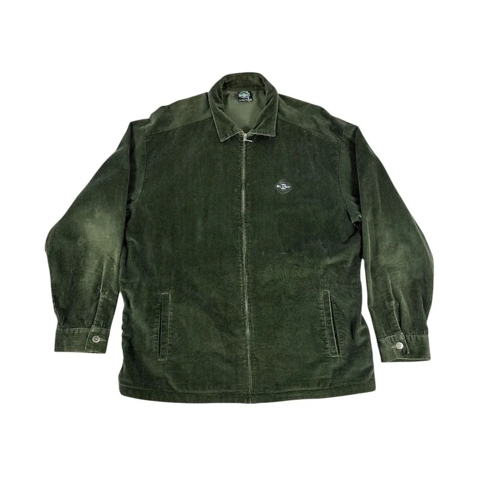 Vintage 90s Blunt Skateboarding Corduroy‎ Jacket Olive Green XL Made in USA